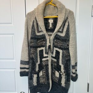 Wilfred Geometric Shawl Collar Cardigan - Gray & Charcoal